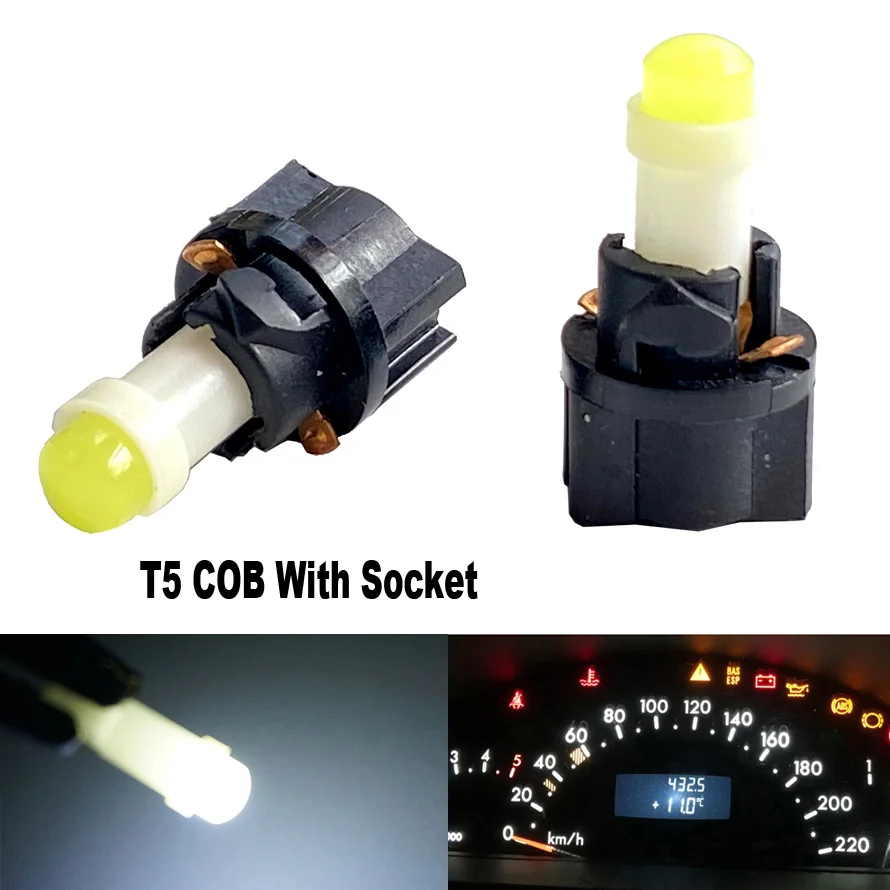 

10PCS T5 LED Lights W1.2W W3W LED with Twist Lock Socket Car Interior Light Auto Side Wedge Dashboard Gauge Instrument Lamp Bulb
