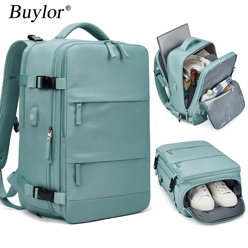 

Buylor Women's Travel Backpack 15.6inch Large Capacity Multi-Function Suitcase USB Charging Schoolbag Short Distance Luggage Bag