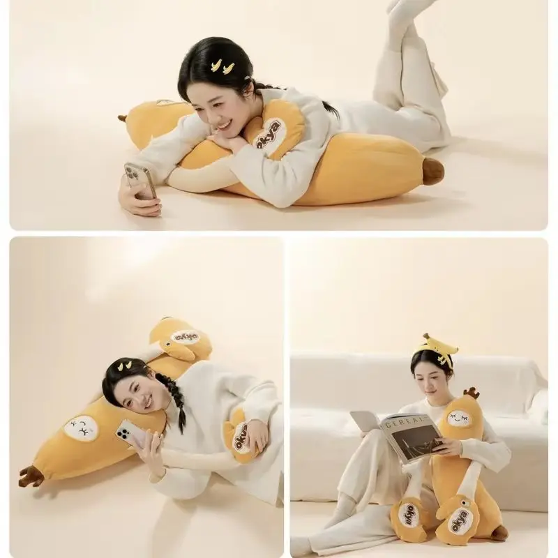 Soft Banana Plush Pillow Long Side Sleeping Support Pillow with Music Heating Cushion for Pregnant Women Adults Bedroom