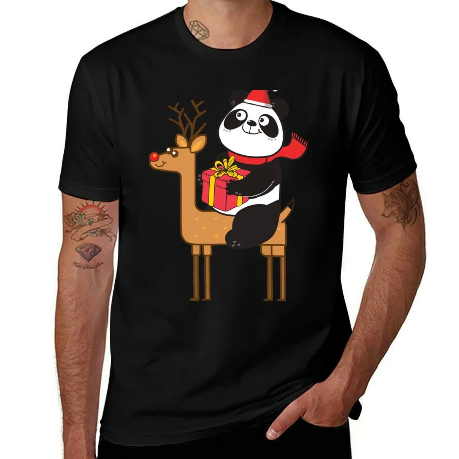 

Panda Xmas T-Shirt t shirt for man black cotton t-shirt plain for man package T-Shirt
