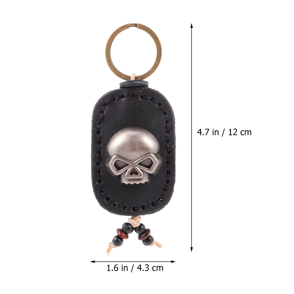 

Retro Cowhide Keychain Vintage Skull Pendant Decorative Lightweight Keyring Head Crafted Novel Accessories Halloween