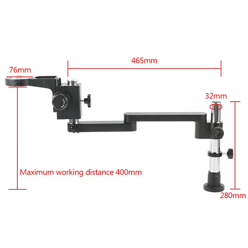 Adjustable Direction Articulating Arm 76mm Stereo Trinocular Microscope 50mm Video Microscope Camera Pillar Holder