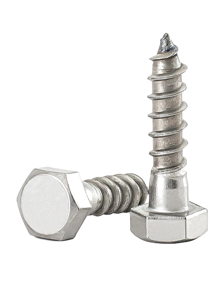 1 ~ 5 sztuk M6 M8 M10 M12 316 A4 śruba samogwintująca z łbem sześciokątnym ze stali nierdzewnej zewnętrzna śruba z łbem sześciokątnym do obróbki drewna