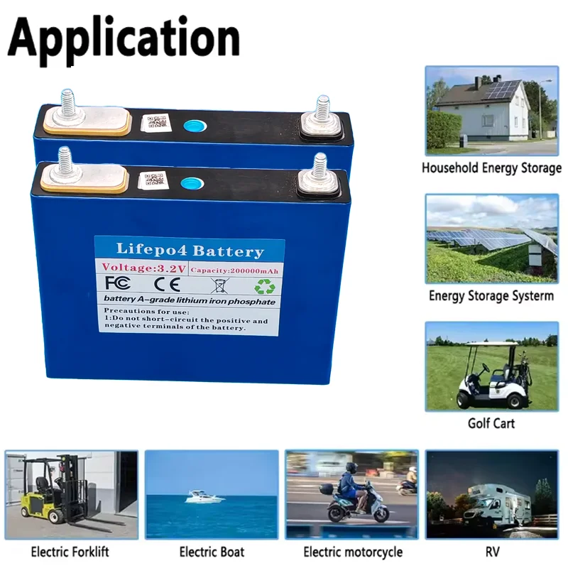 LifePO4 Rechargeable Lithium Iron Phosphate Battery, Off Grid Solar System  90Ah 3.2V Suitable for Ships, Golf Carts UPS Motor