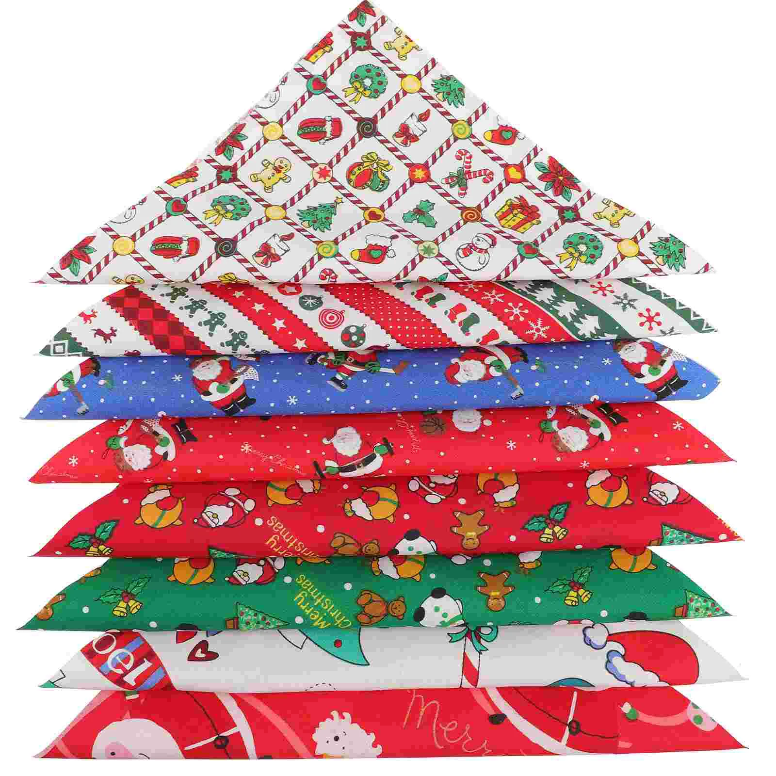 

8 Pcs Fat Quarters Fabric Bundles Patchwork Head Christmas Cotton Craft Das Squares