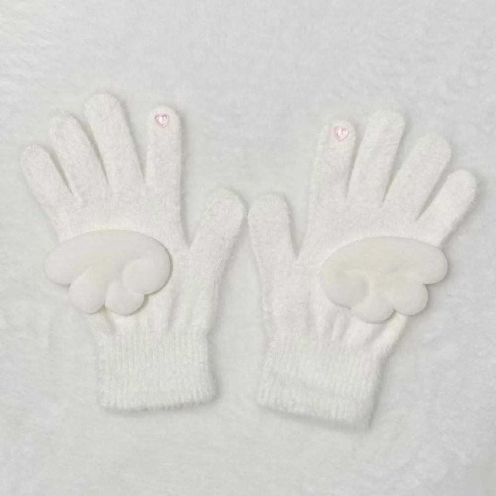 Paraorecchie con ali d'angelo di Halloween Peluche estetico Sottocultura calda Guanto carino Dolce ragazza Y2k Copri orecchie per accessori invernali da donna