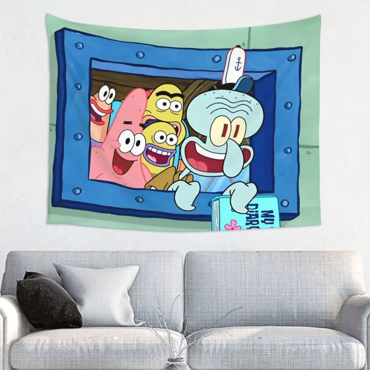 S-Sponge Bobed Anime Tapestry Wall Hanging Tapestries for Bedroom Dorm Room Decor