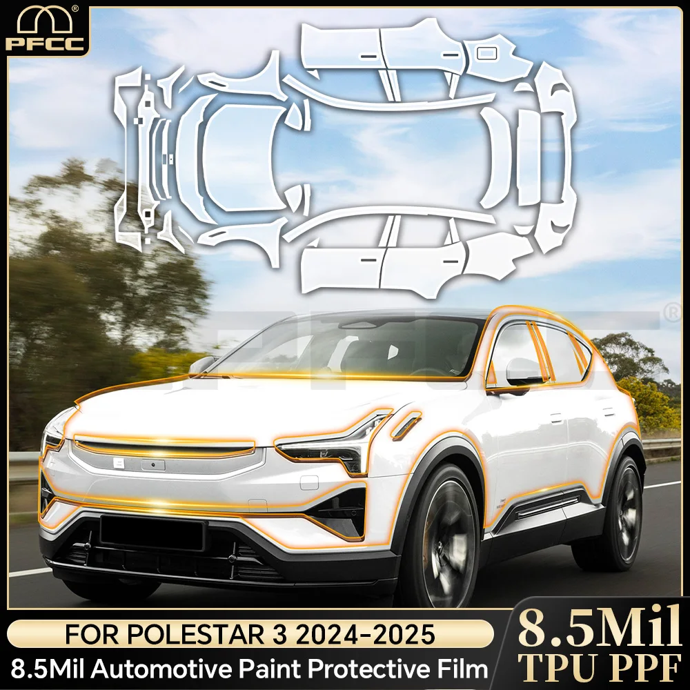 

Предварительно нарезанная защитная пленка PPF Bra 9Mil TPU для Polestar 3 2024-2025: Прозрачный комплект для защиты кузова и бампера автомобиля от царапин