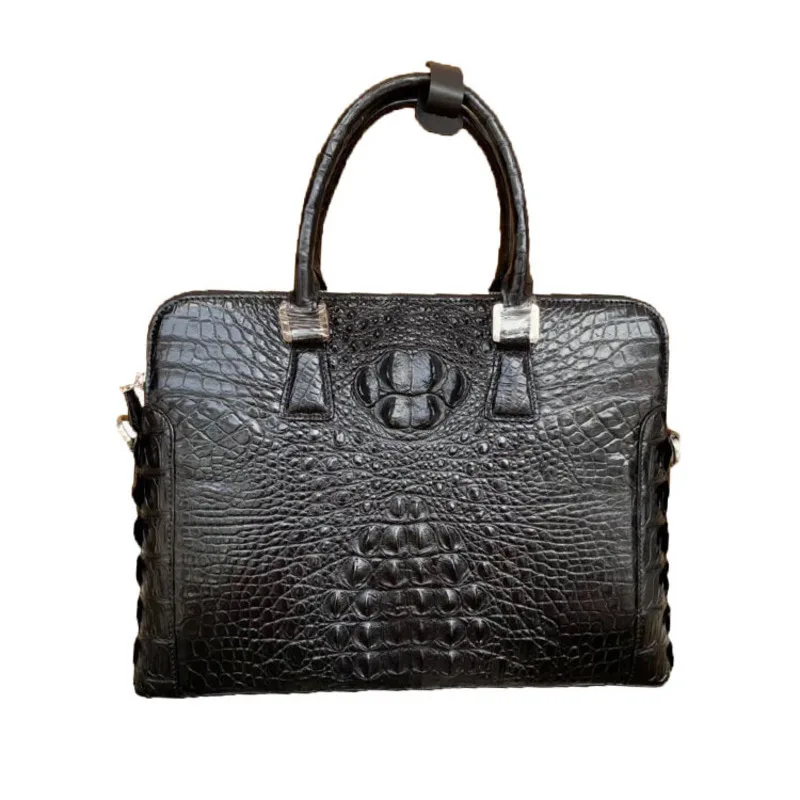 Thai Crocodile Skin Men's Briefcase Casual Real Bone Office Handbag Business Shoulder Diagonal Cross Bag Handbag Men's Briefcase