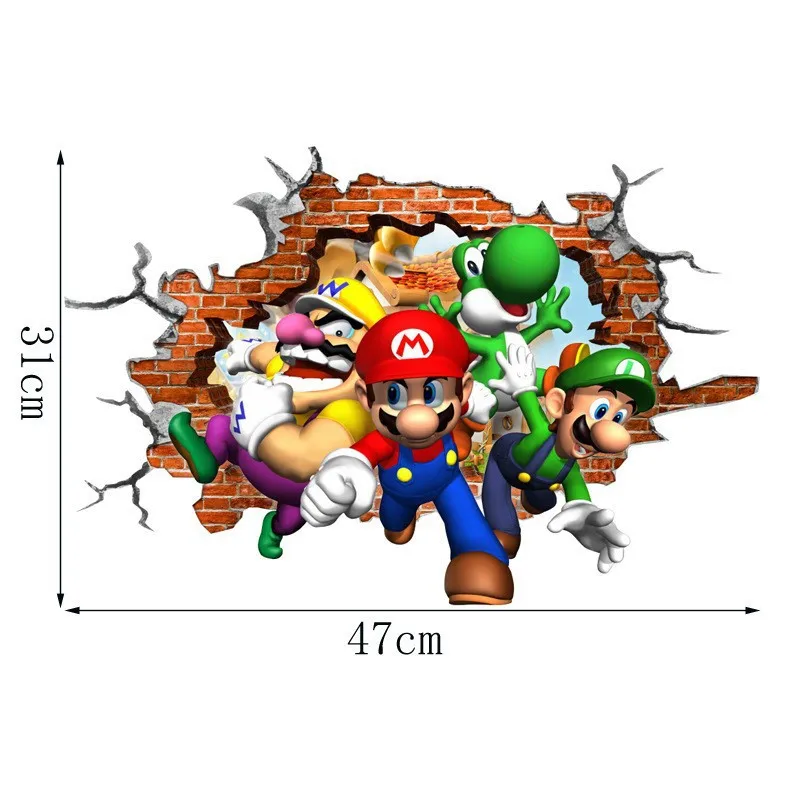 Mario Bros Wall Stickers Kids Room Kindergarten Decorate Action Figure Toys Luigi Peach Cute Waterproof Sticker Gift