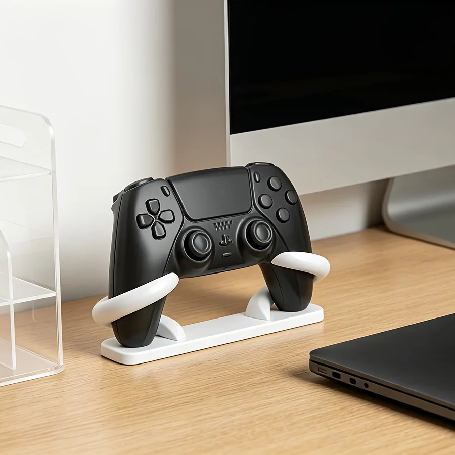 minimalism Game Controller Holder 3D Printed Anti-Slip Desk Stand Universal Gamepad Mount PS5 PS4 Xbox Gaming Desktop Organizer view 2