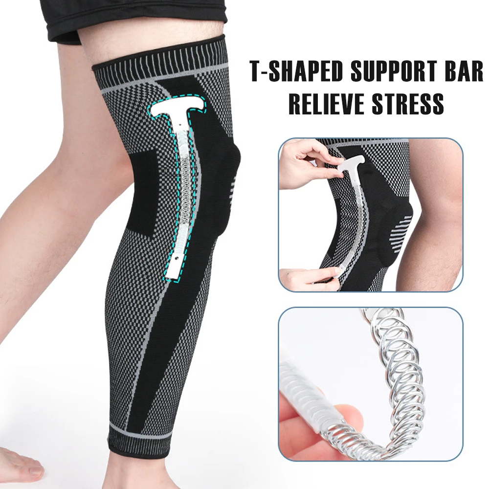 Full Leg Knee Brace Compression Sleeve Support with Patella Gel Pads & Side Stabilizers Protector for Men Women, Injury Recovery