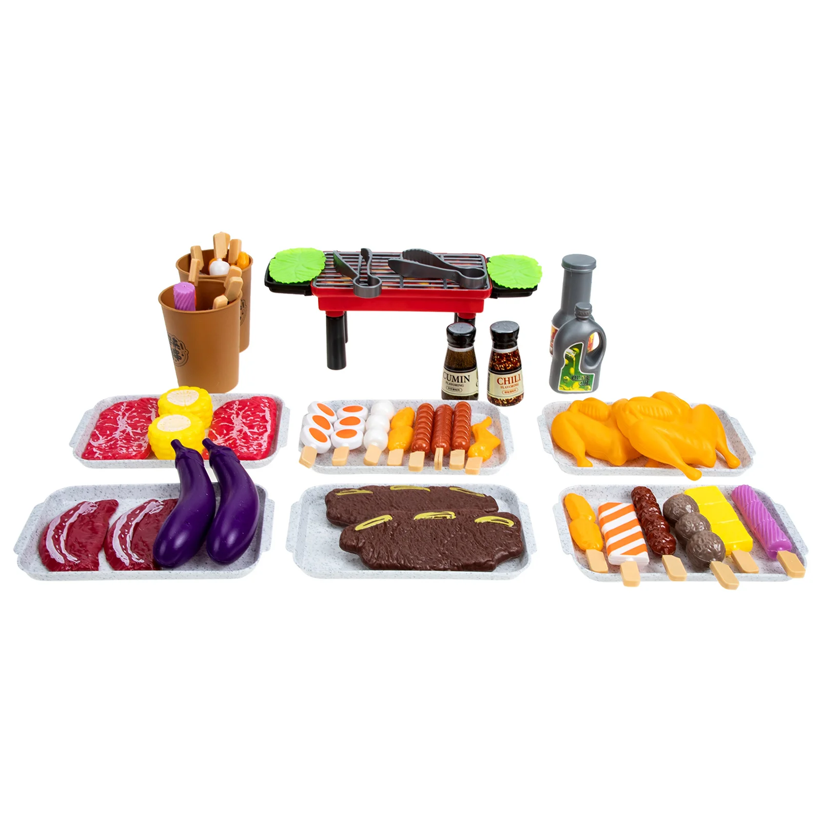 

Barbecue Play Set Toys for Boys Dollhouse Grill Accessories Kitchen Skewer Plaything Kids Cooking Pretend Imitation Food