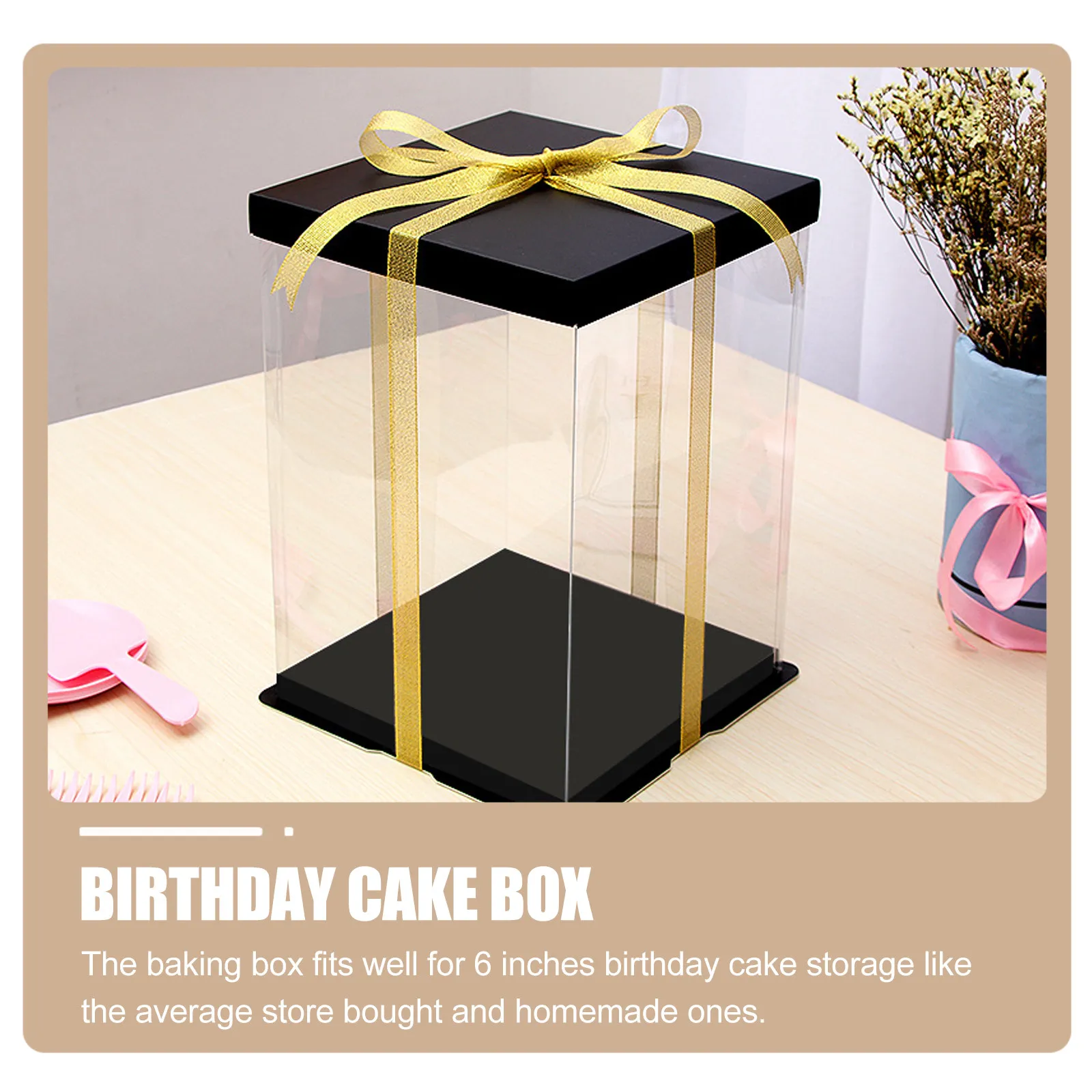 3Pcs Cake Box Premium Transparent Design Birthday Party Suitable for 6 Inch Tall Cakes Clear Cake Packing Holder