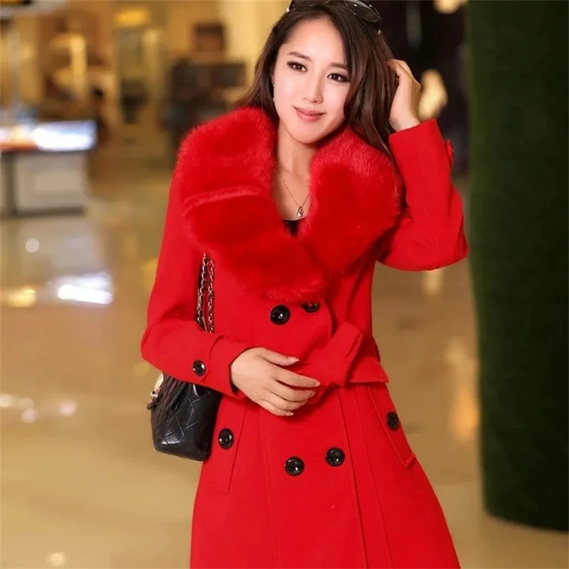 Korean Fashion Women Casual Loose Woolen Coat Elegant and Chic Solid Outerwear Long Overcoat with Belted Female Warm Cloak