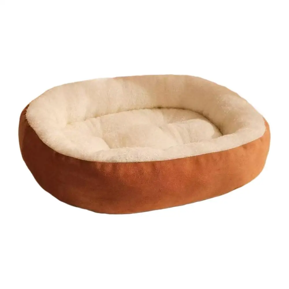 Dickes, warmes Plüsch-Haustierbett für Herbst und Winter, ganzjährig nutzbar, ovales Nest für kleine, mittelgroße und große Hunde und Katzen. – Detail 11