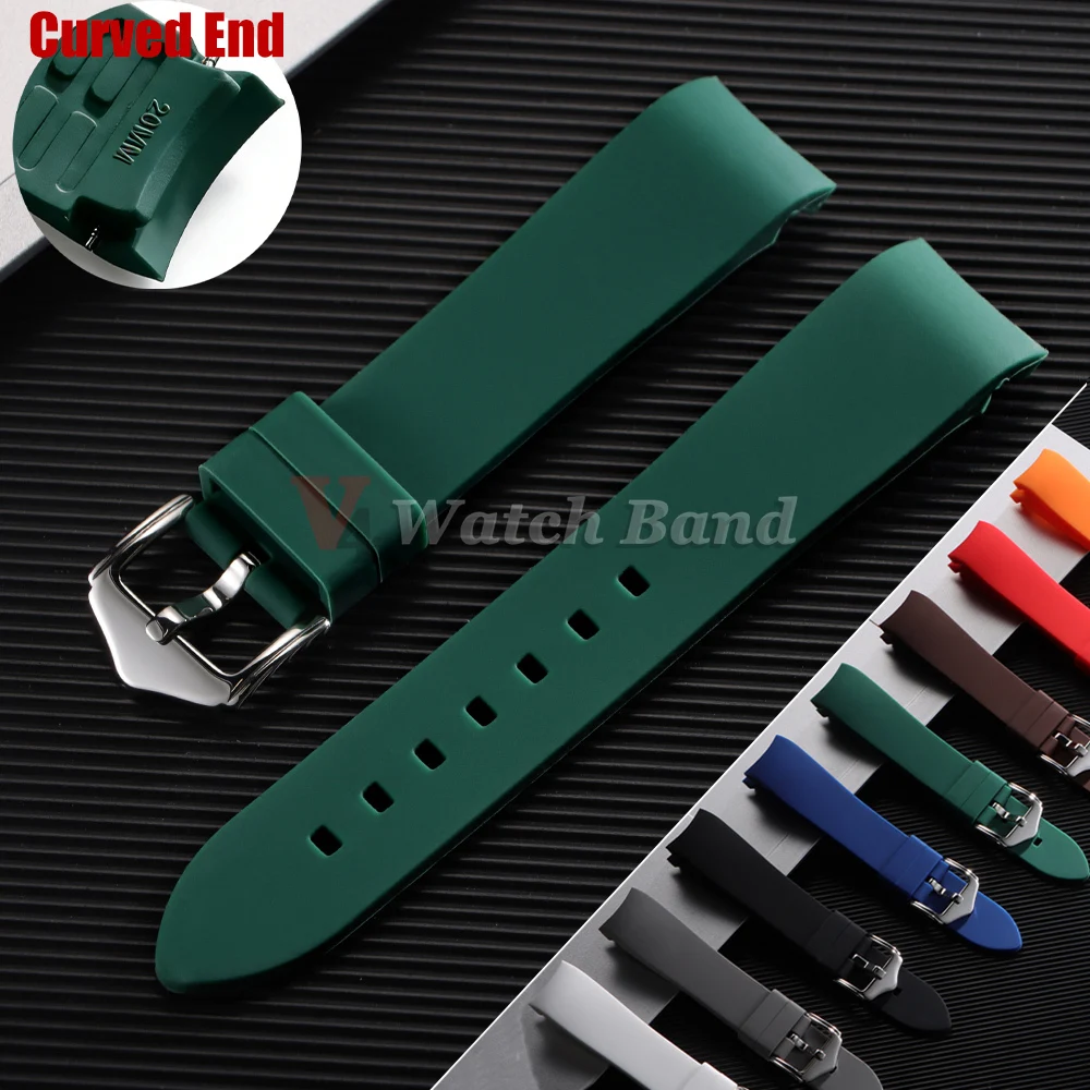 19mm 21mm 24mm Gebogenes Gummiarmband 18mm 20mm 22mm Bogenförmiges Silikon-Uhrenarmband Wasserdichtes Sport-Armband für Rolex Uhrenband