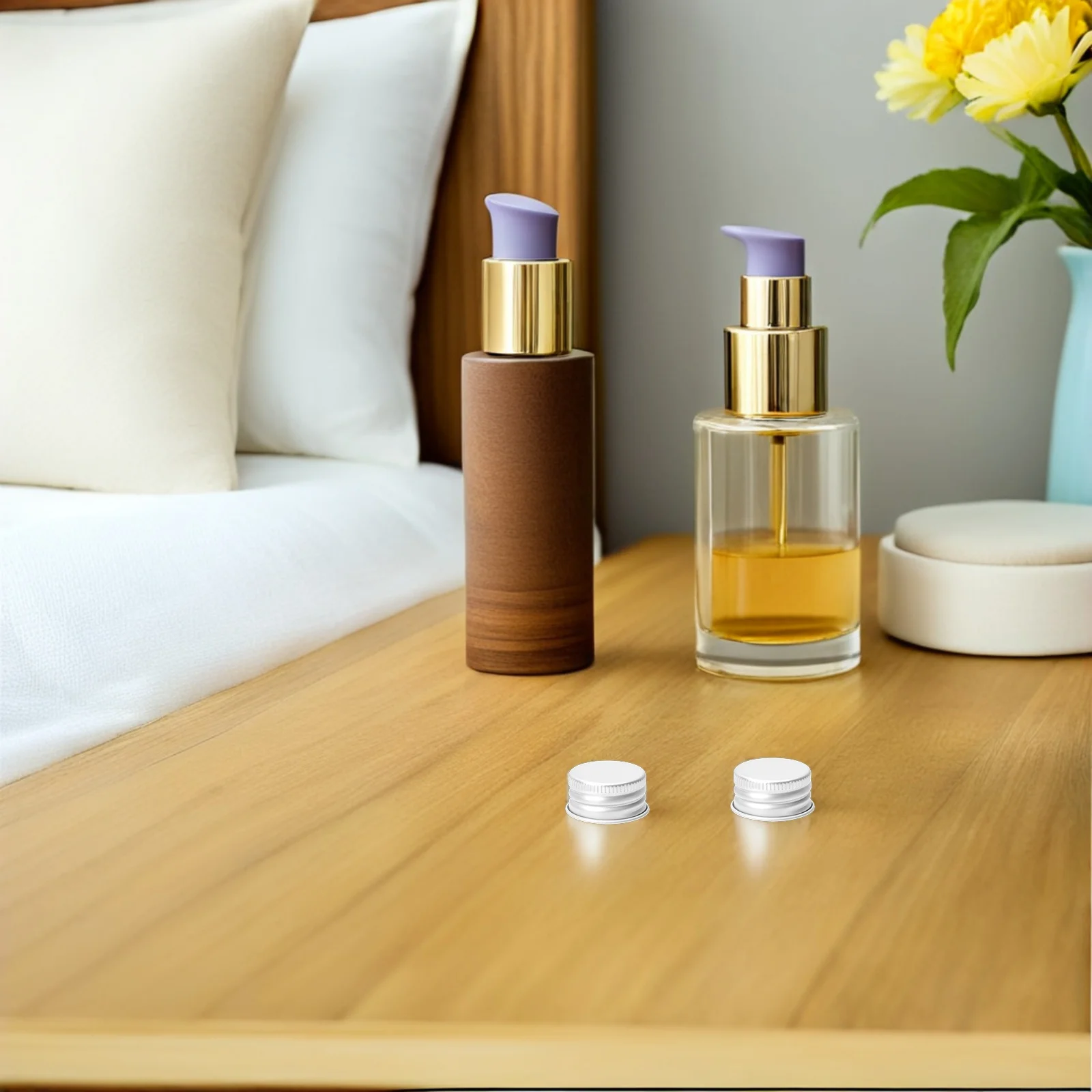 100Pcs Portable Dispenser Bottles 18Mm Leakproof Aluminum Screw Caps for Lotion Glass Jars Travel Mini Capsules Reusable