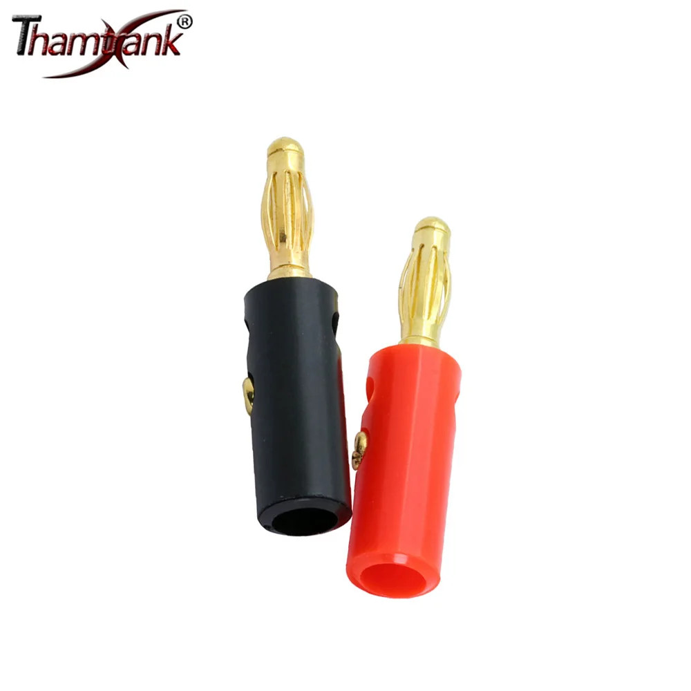 

100PCS 4mm Banana Plug connector GoldPlated Red&Black Length 4mm Solderless Side Stackable Banana Plug Audio Speaker Screw