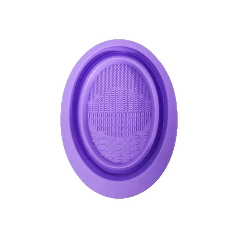 Oval Folding Silicone Cleaning Bowl for Makeup Brushes Sponges and Powder Puffs