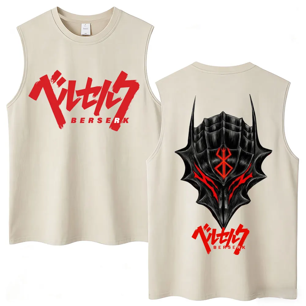 Wash Japan Anime Berserk Harajuku Tank Tops Manga Gatsu Griffith Zodd T-shirts Men Women 100% Cotton Oversized Sleeveless Vests