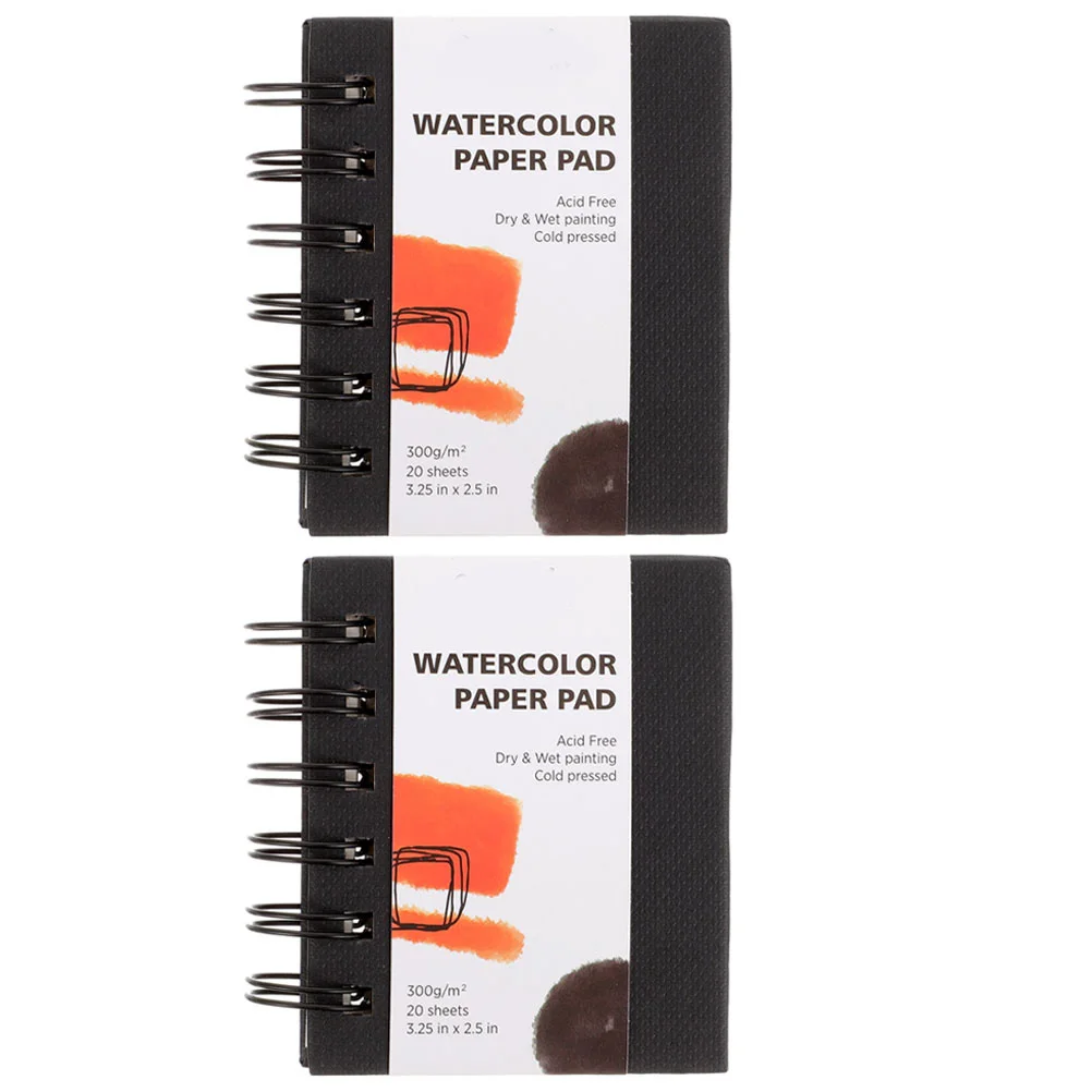 

2 Pcs Watercolor Painting Book Mini Portable Paper Drawing Pad for Students Artists Small Size