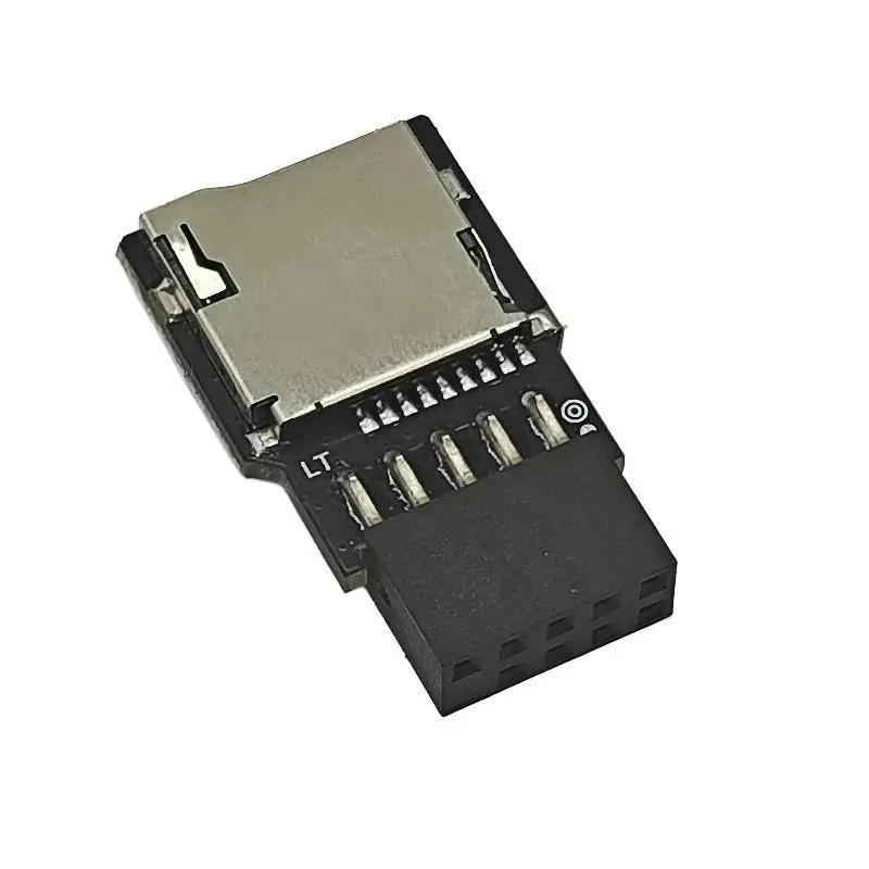 USB 2.0 9Pin Motherboard Header to TF Card Reader Adapter Riser High Speed Data Transmission for PC Internal Expansion Use