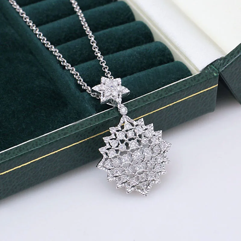 

ZOCA Elegant Craft Silver Lace Star Pendant Women 925 Sterling Silver Gold Plated Zircon Shiny Fine Jewelry Gift Party