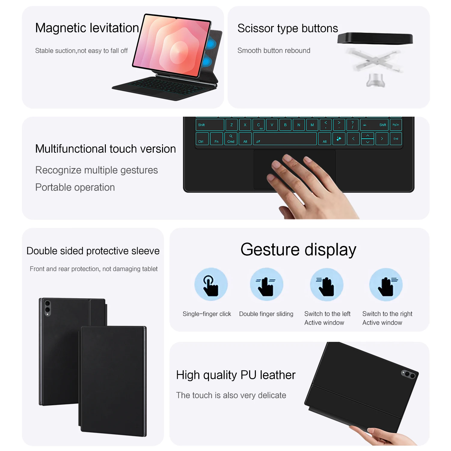 حافظة لوحة المفاتيح السحرية لهاتف سامسونج جالاكسي تاب S11 الترا 14.6 بوصة حافظة SM-X930 SM-X936B غطاء ذكي متعدد اللمس لوحة اللمس الخلفية #4