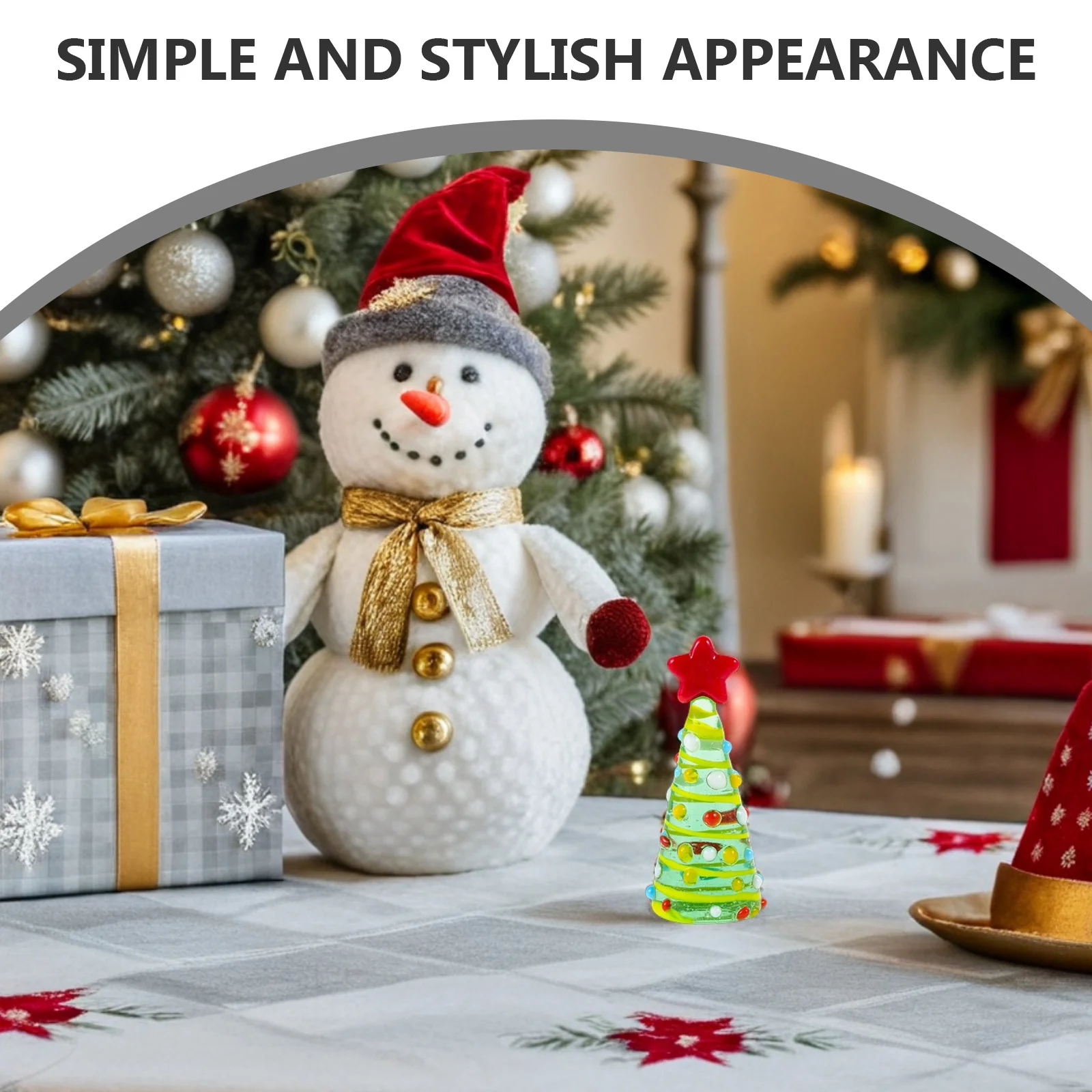 

Mini Glass Christmas Tree Compact Tabletop Decor Desktop Decoration Holiday Xmas Car Ornament Glass Party Decoration