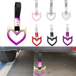 Car Tow Strap Tsurikawa JDM Ring Bus Train Hook Strap Cute Devil Shape Handle Strap Drift Universal Exterior Warning Hang Ring
