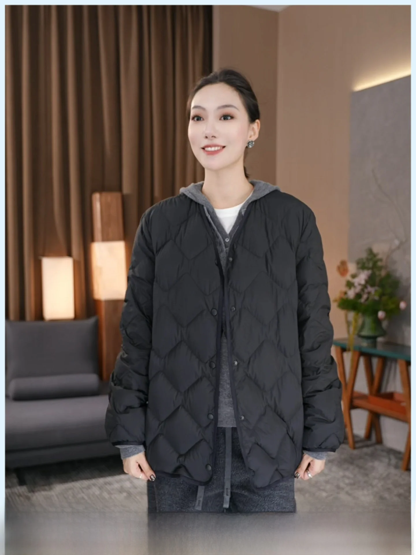 

Lightweight Slim Fit Goose down Jacket White V-Neck Long Sleeve Short Style Women's Fashionable Warm Winter New Arrival