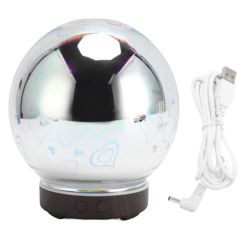Essential Oil Diffuser Humidifier 3D Glass Ball USB Humidifier Aromatherapy Machine With Colorful Night Light For Home Bedroom