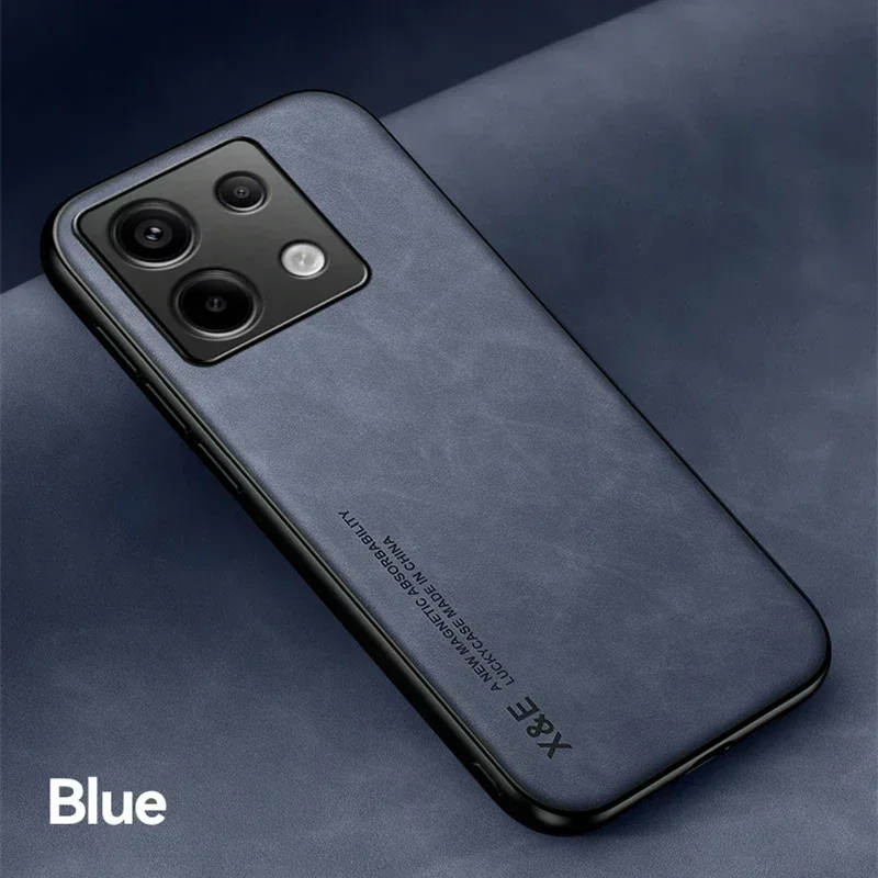 Luxus Ledertasche für Redmi Note 14 13 Pro Plus Poco F6 X6 X5 14T 13T Pro Abdeckung mit Metallplatte Unterstützung Auto halten