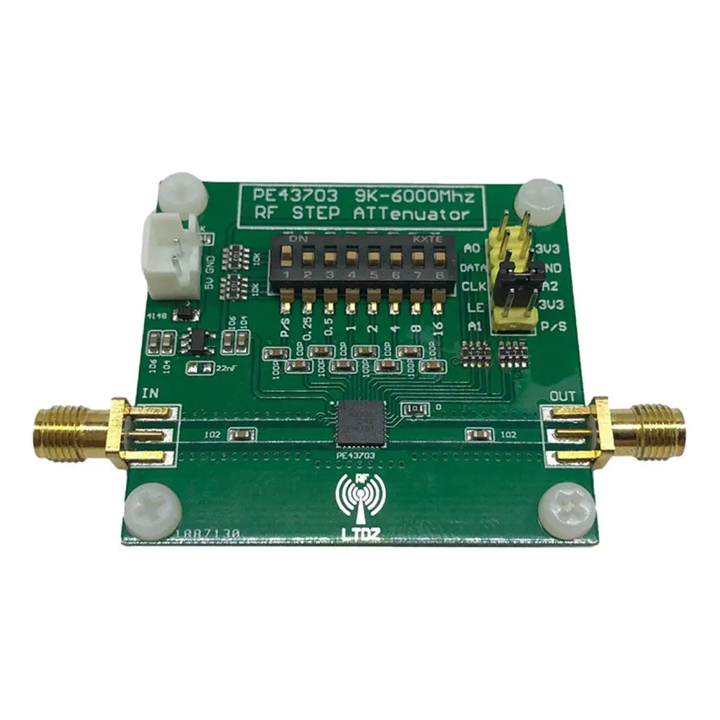 PE43703 Module, Insertion Loss 2dB, 9K-6GHz, Plastic, Green , Attenuator Module Function Demo Board