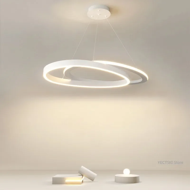 GHJUYIOL Italian living room pendant light, simple circular dining room, light luxury, minimalist bedroom, creative lighting fix