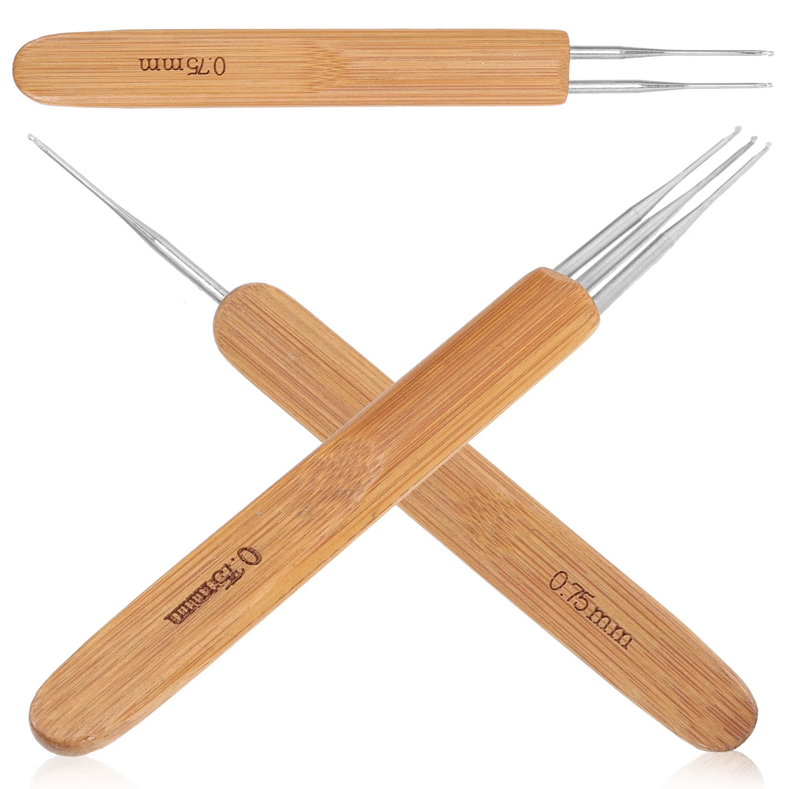 3 قطعة خطاف كروشيه من الخيزران أدوات المجدل المحمولة لتضفير الشعر طقم إبرة معدنية قابلة لإعادة الاستخدام صالون الشعر استخدام إبر الكروشيه