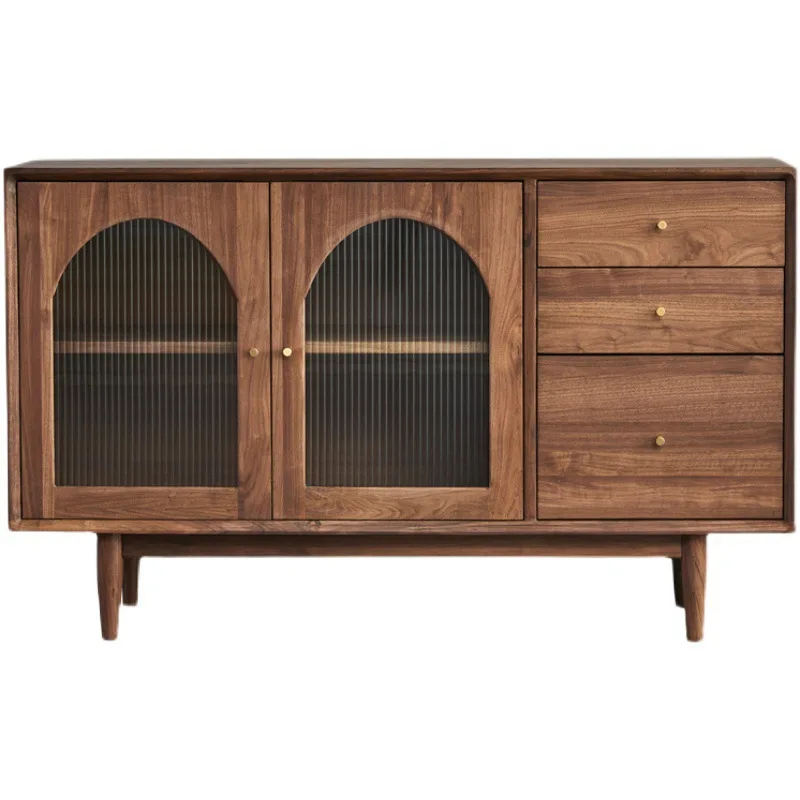 

Nordic walnut side cabinet household arch simple restaurant storage locker cupboard multi-functional storage