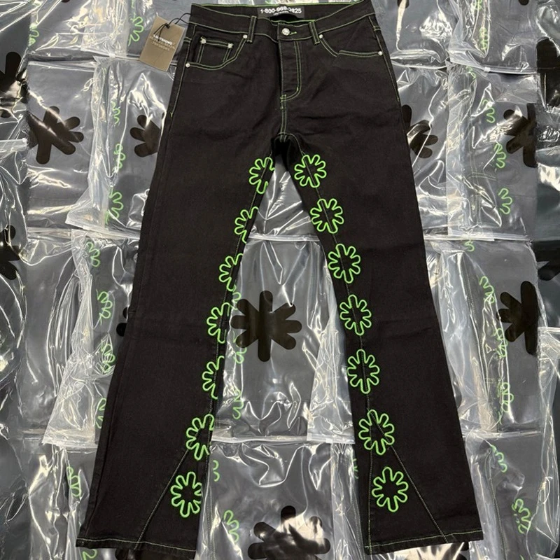 

Евроамериканский стиль LOSTSHDWS JEANS Классические ретро повседневные логотипы с вышивкой Простые модные джинсовые брюки высокого качества Lostshdws