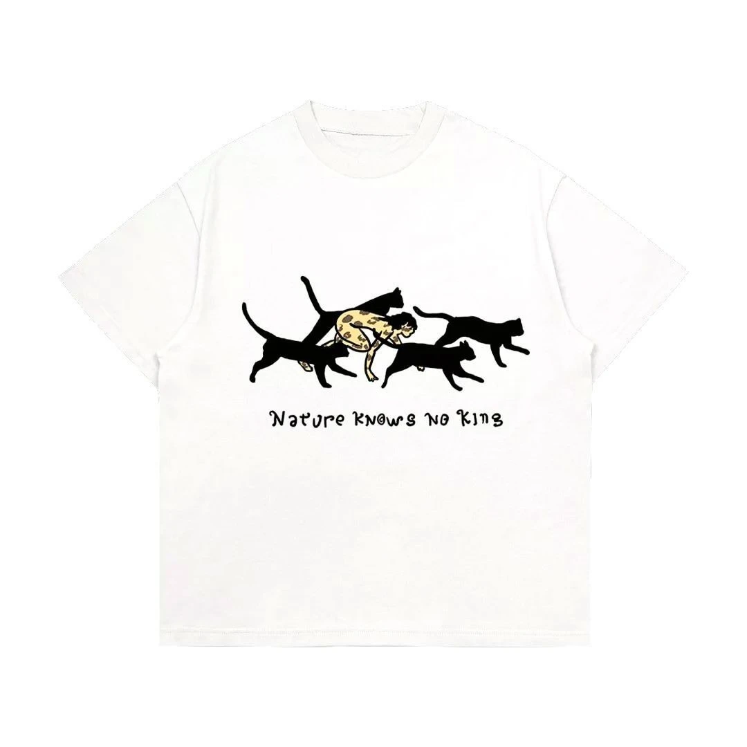 Fun Primitive People Printed Cotton T-Shirt - Short Sleeve Round Neck - Summer Men's and Women's Style
