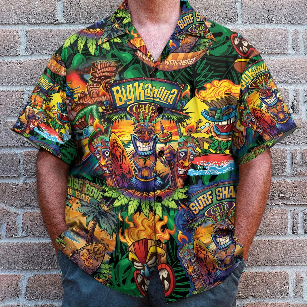 

Tiki Moai 3D Printed Hawaiian Button Up Shirts Clothes Vintage Civilization Horror Skull Graphic Blouses Casual Y2k Beach Shirt