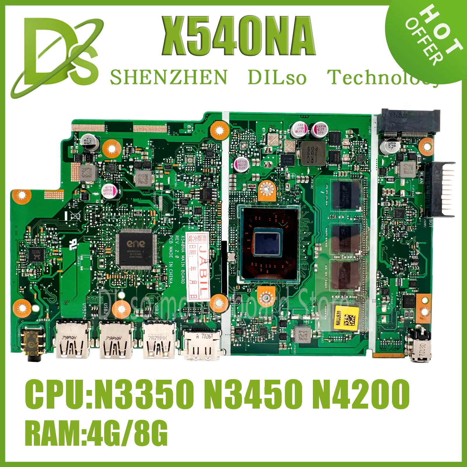 

KEFU X540NA Laptop Motherboard For ASUS X540 X540N X540NA R540N D540NA Mainboard W/N3350 N3450 N4200 4G/8G-RAM 100% Working Test