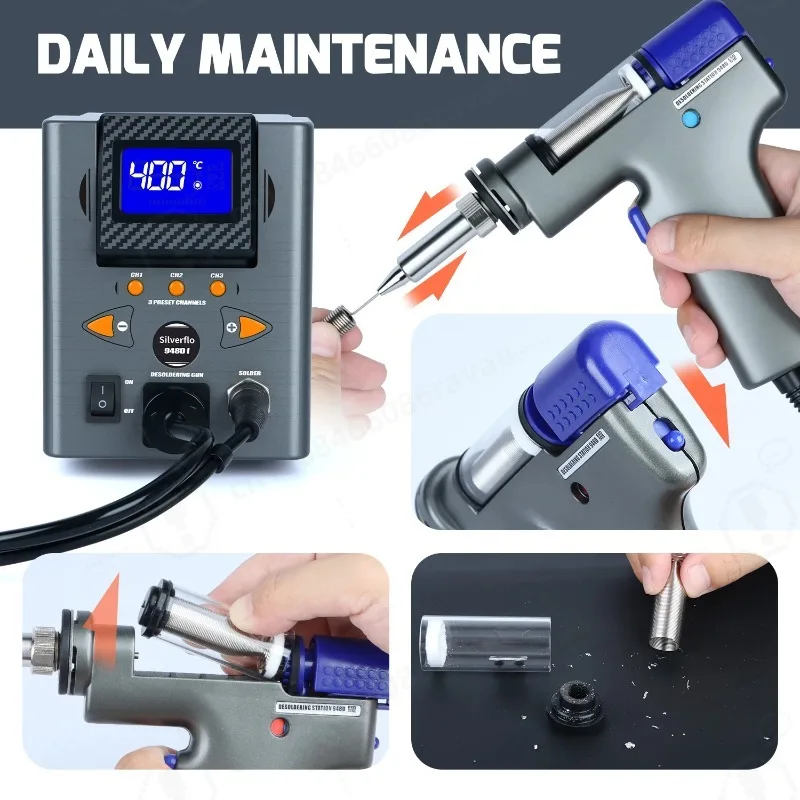 948D-I Desoldering Station 110W High Power with Built-in Vacuum Pump, Tin Suction Gun PCB Welding Repair Tool