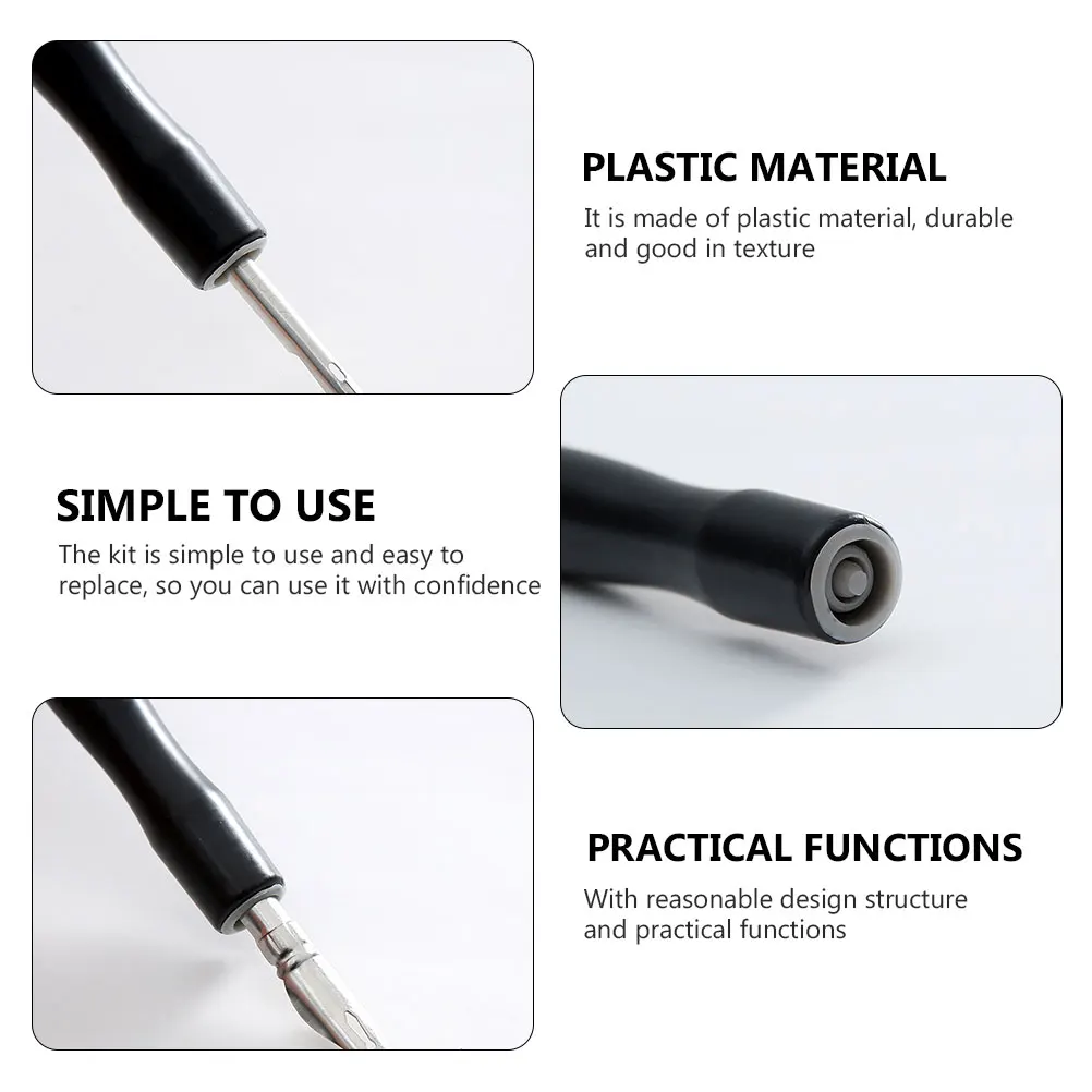 

12pcs Black Plastic Pen Holder Cartoon Drawing Supplies Manga Ink Nibs Easy Match Replaceable Writing Tools