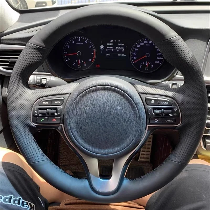 

Чехол на руль автомобиля из натуральной кожи на заказ для Kia Sportage 4 KX5 2016-2019 K5 Optima, оплетка на руль, автомобильный аксессуар