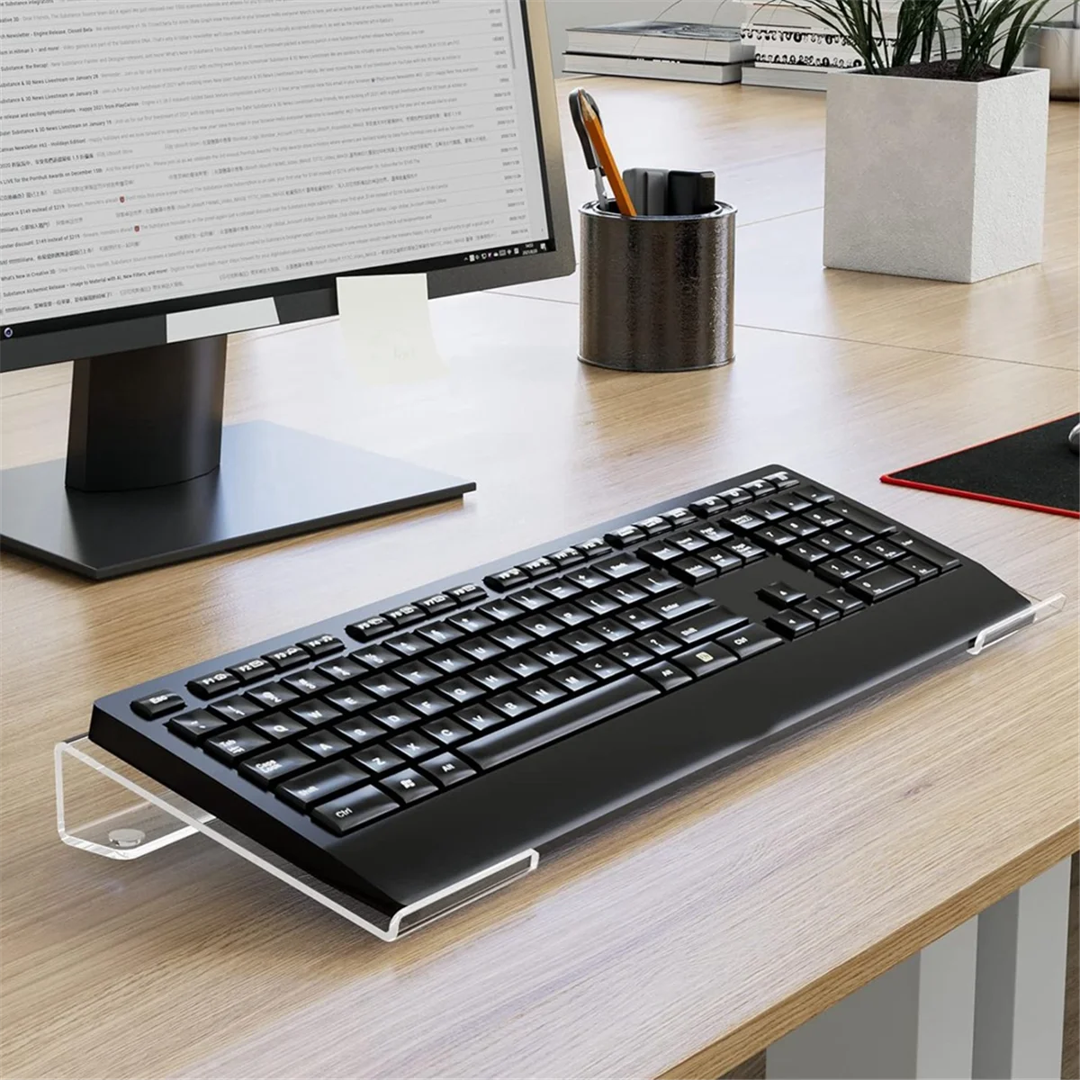 ABJG-Computer Keyboard Stand Keyboard Riser Acrylic Keyboard Stand for Desk Clear Keyboard Holder for