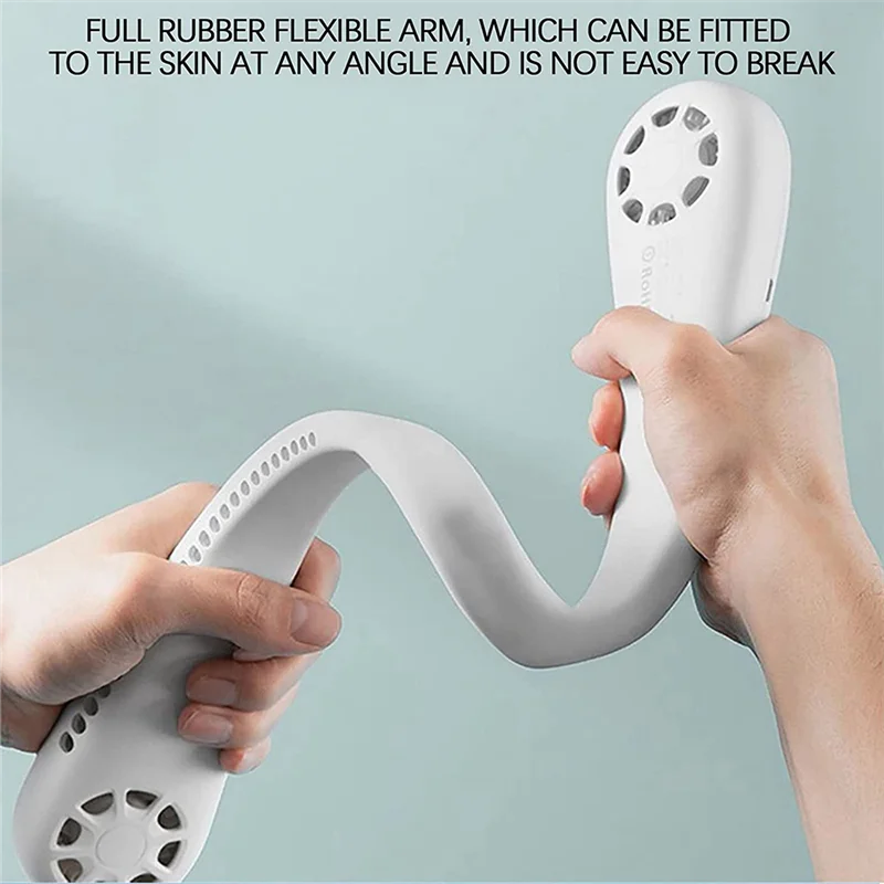 Ventilador de silicona sin hojas de 3 velocidades, ventilador eléctrico portátil deportivo silencioso, ventilador portátil para colgar en el cuello con manos libres para el hogar y al aire libre
