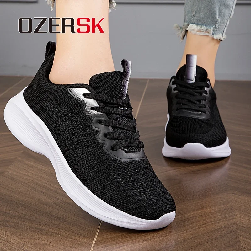 OZERSK Breathable Woman Shoes Leisure Lightweight Anti-Slip Female Outdoor Soft Comfortable Summer Mesh Lace Up Women's Sneakers