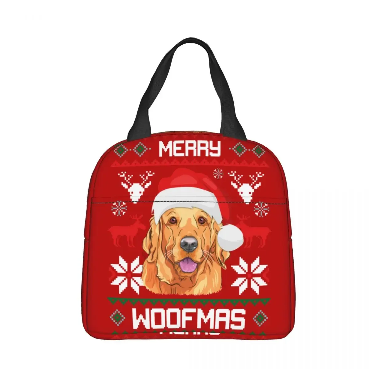 

Golden Retriever Merry Christmas Insulated Lunch Bag Dog Reusable Thermal Bag Tote Lunch Box Work Outdoor Food Storage Bags