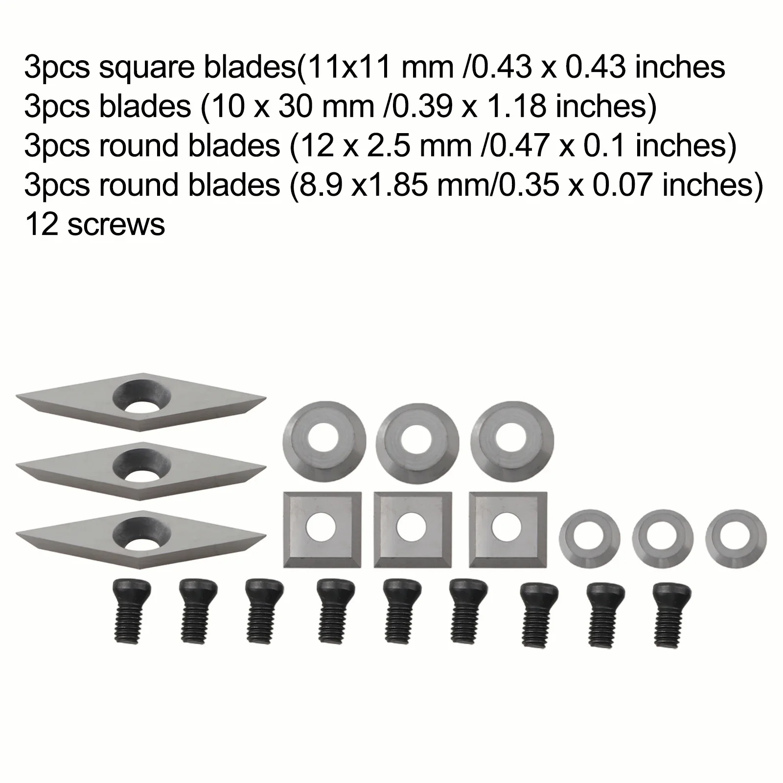 

Carbide Cutters Inserts Set for Lathe Turning Tools Includes 4 Types of Cutting Tools for Precision Machining and Woodturning